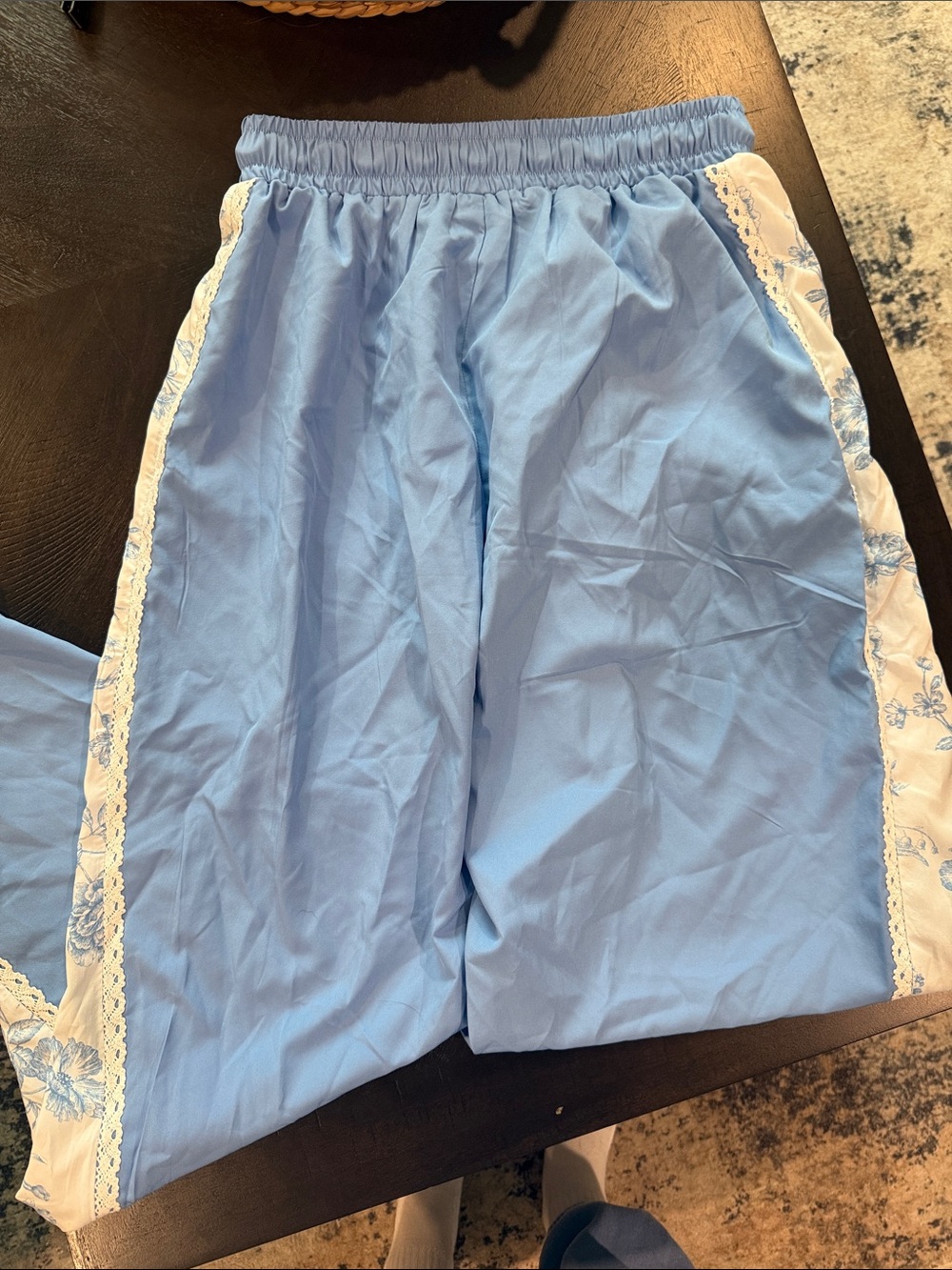 Altar'd State Baby Blue Floral-Trim Jogger Pants - Picture 5 of 5